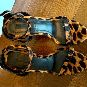 Alexander Wang mohair leopard print strap sandal.
